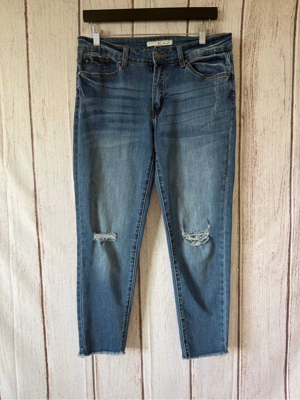 Kancan KC6003M Distressed Raw Hem Skinny Jeans